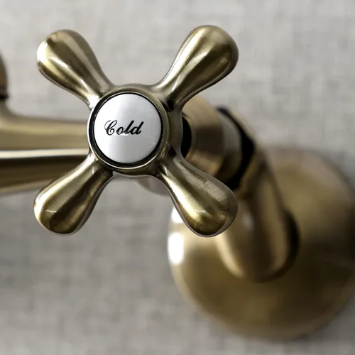 Miniatura 2 de Kingston Brass Kingston - Grifo de cocina ajustable de 6 pulgadas para montaje en pared, latón antiguo
