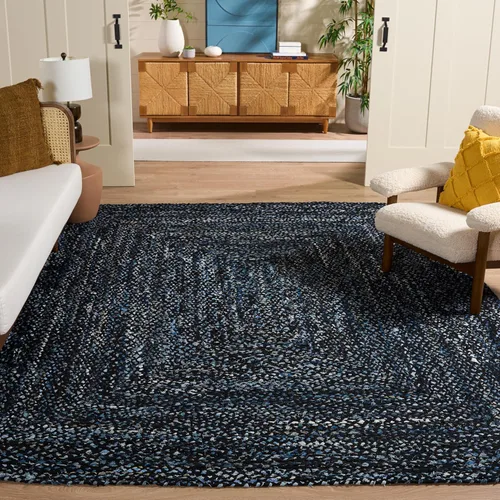 Miniatura 16 de SAFAVIEH Braided Collection - Alfombra de pasillo, 2 pies 3 pulgadas x 8 pies, color negro y azul, hecho a mano, reversible, ideal para dormitorio