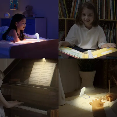 Miniatura 2 de HONWELL Luz LED recargable con clip, 3 niveles de brillo regulables para protección ocular, lámpara de lectura portátil para ratones de biblioteca