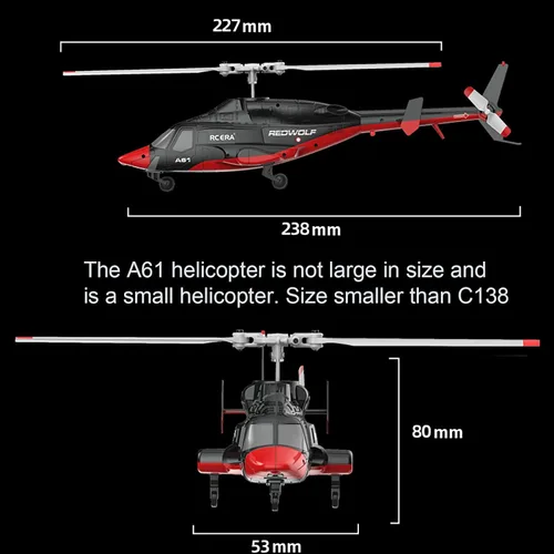 Miniatura 2 de A61 Airwolf Helicóptero de control remoto Avión 4CH RC Heli Aileronless Escala 1/42 giroscopio de 6 ejes Altitud Flotante Posición de flujo óptico