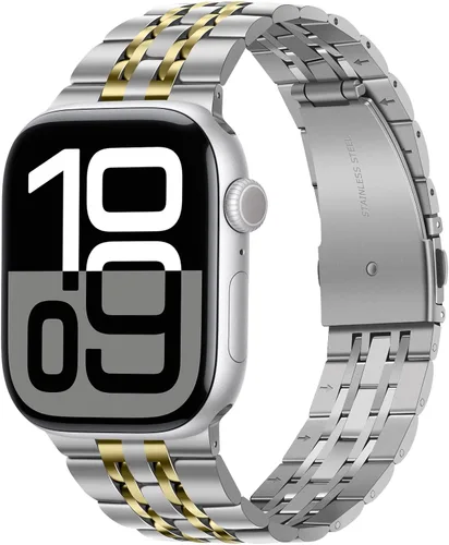 Miniatura 17 de Tasikar Correa compatible con Apple Watch Band de 1.654 pulgadas (Serie 11/10) 1.614 pulgadas, 1.575 pulgadas, 1.496 pulgadas, correa de metal