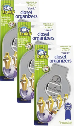 Miniatura 11 de Baby Buddy Size-It Separadores organizadores para perchas de armario de niños y bebes, Paquete de 1, Blanco