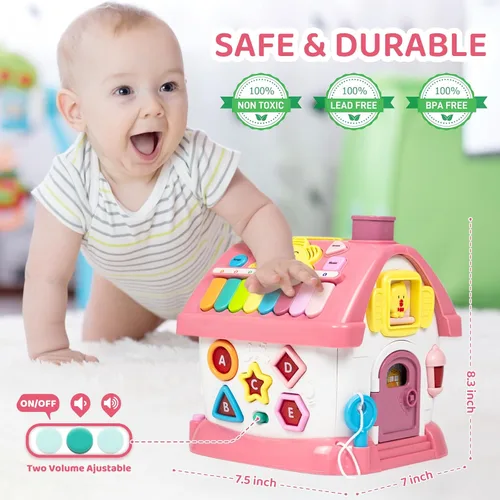 Miniatura 4 de Marstone Juguetes para Niños Pequeños para Regalos de Niñas de 1 Año: Primeros Regalos de 1er Cumpleaños para Niñas y Niños, Casa de Aprendizaje Rosa