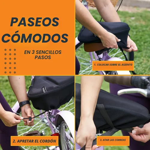 Miniatura 5 de Bikeroo Cojín Cómodo para Asiento de Bicicleta - Cubierta de Gel Acolchada para Ejercicio, Bicicletas de Montaña y Carretera, Ajuste Universal
