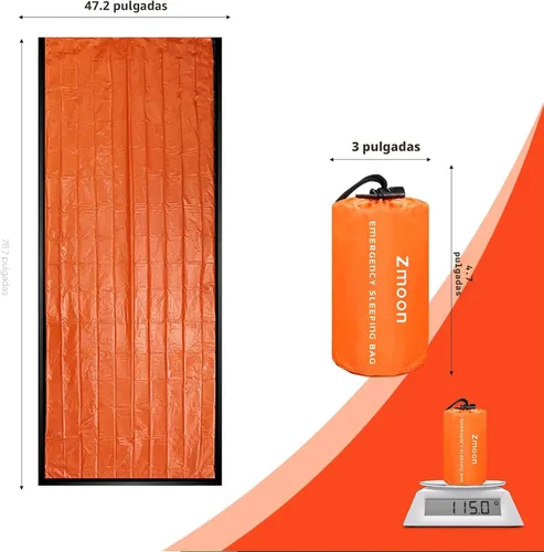 Miniatura 4 de Zmoon - Bolsa de dormir de emergencia, bolsa de supervivencia, impermeable y térmica portátil, sacos de vivac, bolsas de bivy, bolsa de dormir