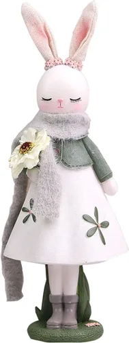 Miniatura 5 de Lindas figuras de resina de conejita con bufanda, estilo de dibujos animados, estatuas coleccionables, decoraciones de escritorio, decoración
