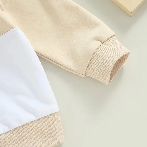 Miniatura 5 de Conjunto de ropa para niños pequeños, sudadera de retazos, manga larga, pantalones sólidos, para otoño e invierno