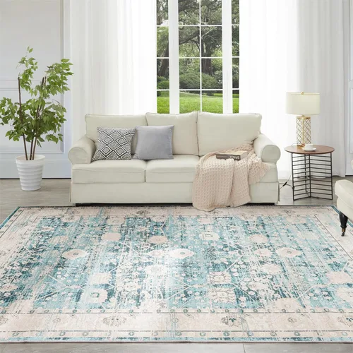 Miniatura 65 de Syalife 4x6 Alfombra Lavable para Área, Ultra Suave Antideslizante, Pila Baja, Alfombra Vintage Resistente a Manchas para Sala de Estar, Alfombra