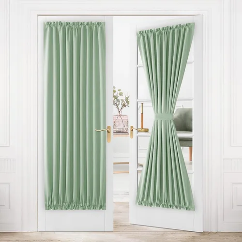 Miniatura 19 de DWCN Cortinas para puerta francesa: cortina térmica con bolsillo para barra para puertas con ventana de vidrio, puertas de cocina y patio