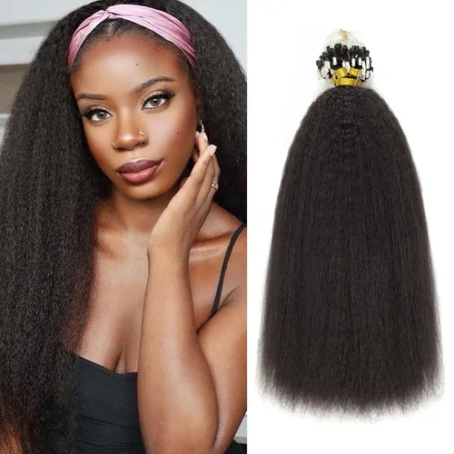 Miniatura 15 de Extensiones de cabello humano con micro anillo, lacio, rizado, color negro natural, largo microenlaces, extensiones de cabello humano para personas