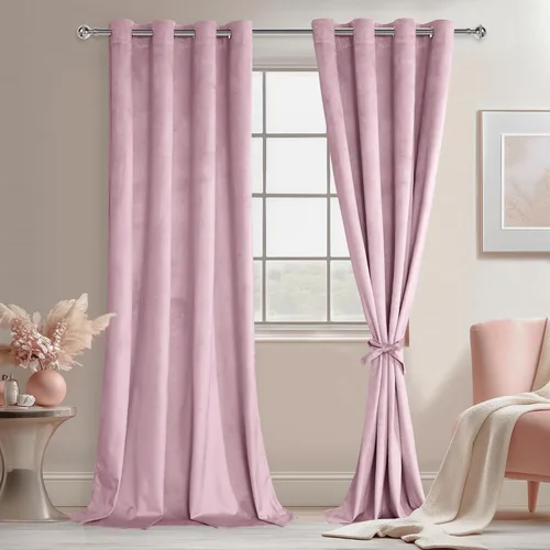 Miniatura 39 de JIUZHEN - Cortinas de terciopelo gris de 63 pulgadas opacas para sala de estar - Cortinas gruesas de terciopelo con ojales para ventana