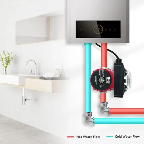 Miniatura 5 de BACOENG Bomba de recirculación de agua caliente, bomba de circulación de agua con inicio/parada automática y temporizador, cabezal ultrasilencioso