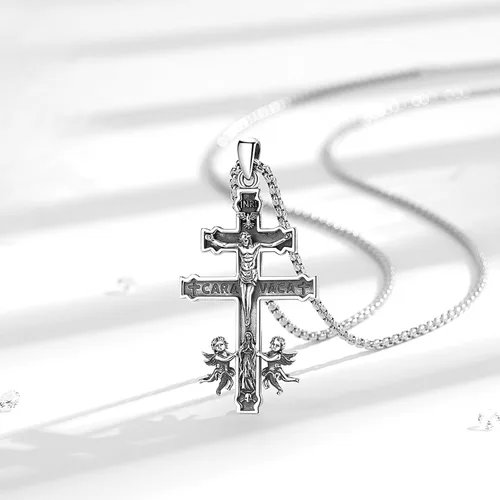 Miniatura 101 de Vito Collar de plata de ley 925 para mujeres y hombres, San Benito, crucifijo, Caravaca, San Cristóbal, San Judas, medalla patronal, amuleto