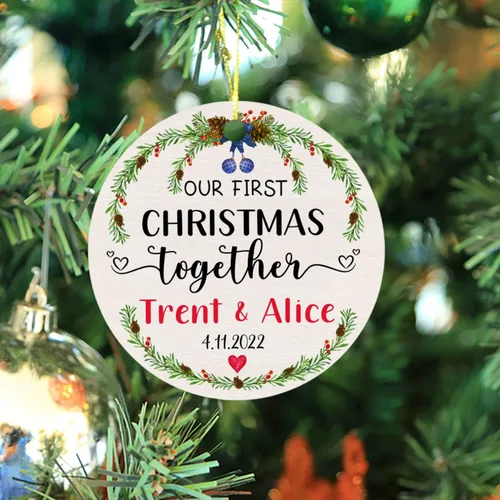 Miniatura 3 de Adorno de decoración de pareja juntos Navidad 2025, Adorno personalizado de nuestra primera Navidad juntos, regalo para citas, aniversario, pareja