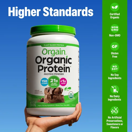 Miniatura 4 de Orgain Proteína en polvo orgánica a base de plantas, dulce de azúcar cremoso de chocolate - 21 g de proteína, vegano, bajo en carbohidratos netos