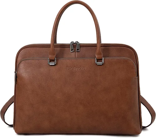 Miniatura 8 de Blofinche Bolso de mensajero para portátil con hombro: Maletín de trabajo de cuero genuino de 13.3 a 15.6 pulgadas, bolso de diseñador