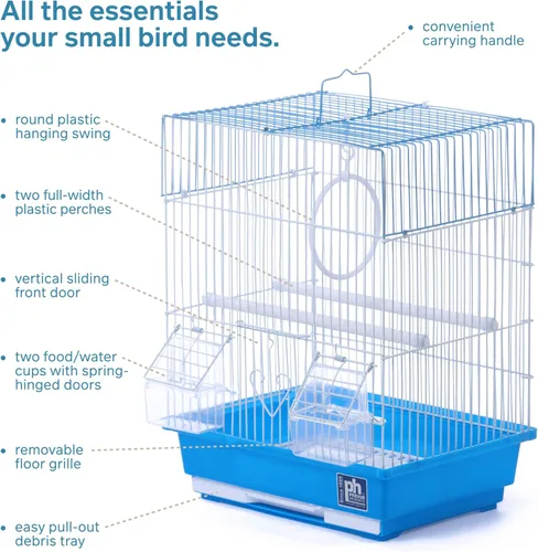 Miniatura 13 de Prevue Pet Products - Jaula cuadrada para pájaros con asa para periquitos - Transportador para el hogar o viajes, accesorios para pájaros pequeños
