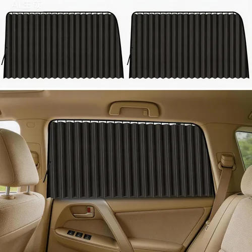 Miniatura 17 de ZATOOTO Cortinas para ventana de automóvil, 2 fundas de protección lateral de seda negra para la parte trasera, parasol magnético de privacidad que