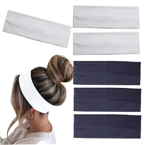Miniatura 12 de 6 Piezas Diademas Negras y Blancas para Mujeres Cabello Diadema de Algodón Antideslizante Elástica Extensible Soporte Envolvente Elástico