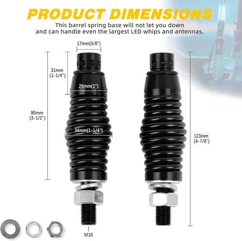 Miniatura 5 de DREAMIZER 2 piezas de luces de látigo con base de resorte en barril, luces LED con base de resorte de liberación rápida, compatibles con Cam Am