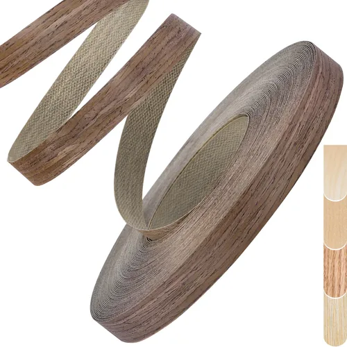 Miniatura 16 de Bandas de Borde de Abedul, rollo de 1 1/2 pulgadas x 10 pies de Bandas de Borde de Chapa - Pre-encoladas Flexibles, Cinta de Madera Real