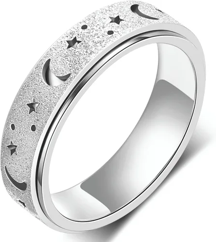 Miniatura 7 de Anillo de alivio de la ansiedad, anillo giratorio para aliviar el estrés, de acero inoxidable, anillo giratorio para mujeres, hombres, unisex