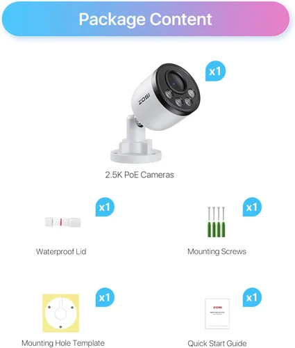 Miniatura 9 de ZOSI ZG1804E Cámara adicional de 4MP con audio, cámara de seguridad PoE para exteriores con visión nocturna, detección humana inteligente, IP66