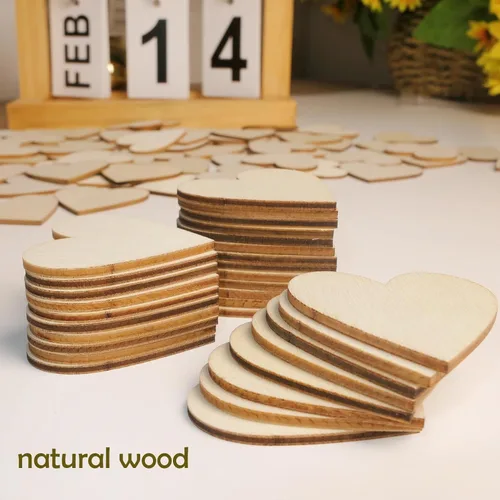 Miniatura 6 de HADDIY Corazones pequeños de madera para manualidades de 1.5 pulgadas, 100 piezas de recortes de corazón de madera sin terminar para libros
