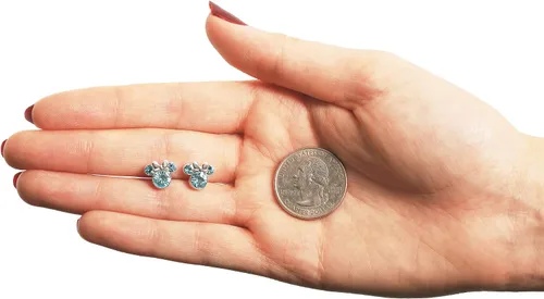 Miniatura 5 de Disney - Aretes tipo dormilona con diseño de Minnie Mouse para mujer, joyería de piedras natales