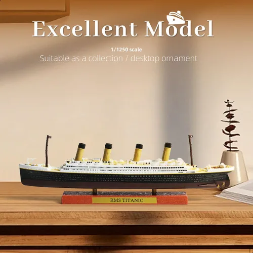 Miniatura 4 de 1/1250 RMS Titanic Modelo de Barco Crucero Clásico de Aleación Metálica Fundida a Presión Modelo de Barco Legendario Crucero Británico con Soporte