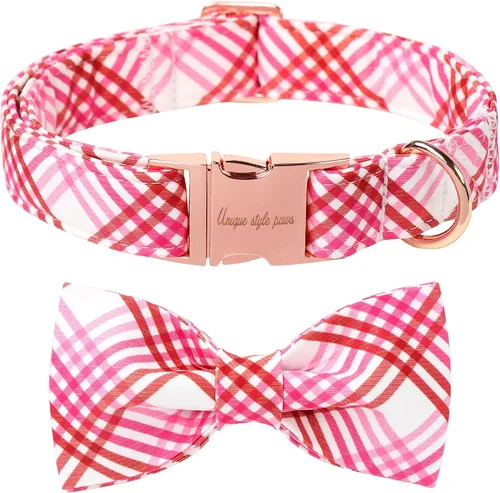 Miniatura 34 de Unique style paws Collar de perro para el día de San Valentín con lazo de flores, collar de cachorro de corazón azul, el mejor regalo para niños