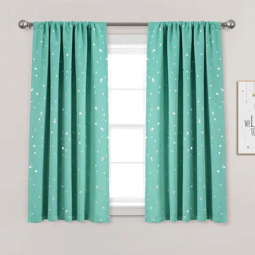 Miniatura 17 de Lush Decor Star - Par de paneles de cortinas opacas para ventana, 63 pulgadas de largo x 52 pulgadas de ancho, gris claro