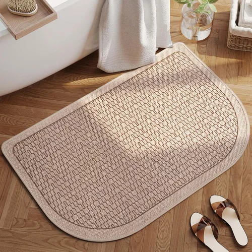 Miniatura 15 de YDKGL Alfombra de baño de medio círculo, alfombras de baño finas para debajo de la puerta, de secado rápido, antideslizante, lavable, con respaldo