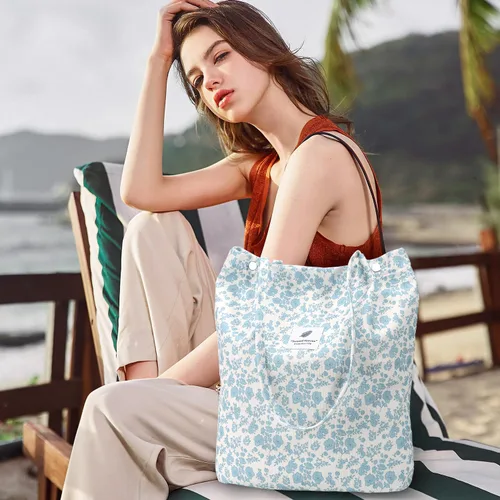Miniatura 11 de Ayieyill - Bolsa de pana para mujer y niña, con correa de lona para colgar al hombro, bolsa con bolsillo