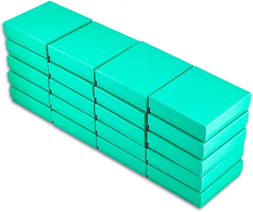 Miniatura 6 de TheDisplayGuys - Paquete de 100 cajas de cartón rellenas de algodón #33 para joyería, color verde azulado (3.5 x 3.5 x 1.0 pulgadas), para envío