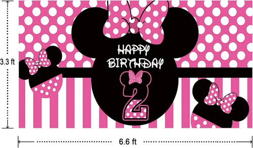 Miniatura 2 de Fondo de Minnie 2º cumpleaños, pancarta de Minnie 2º cumpleaños, suministros para fiesta, decoración de cumpleaños de Minnie 2, fondo de fotografía