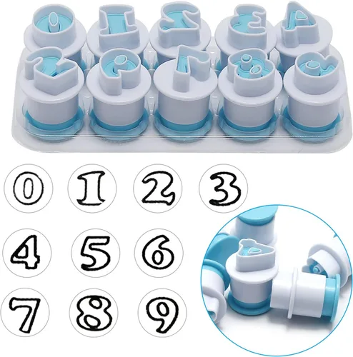 Miniatura 6 de Juego de 26 piezas de sellos para galletas con impresión, cortadores de galletas con letras del alfabeto, molde para galletas y bizcochos