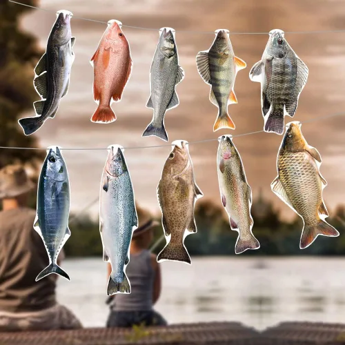 Miniatura 2 de Gone Fishing String - Cartel colgante para cumpleaños, bienvenida, hogar, vacaciones, reunión familiar, competencia de pesca de lubina, estanque