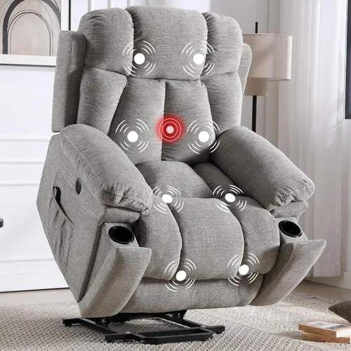 Miniatura 12 de CANMOV Power Lift - Silla reclinable para personas mayores con masaje por vibración y calefacción lumbar, silla elevadora eléctrica con bolsillo