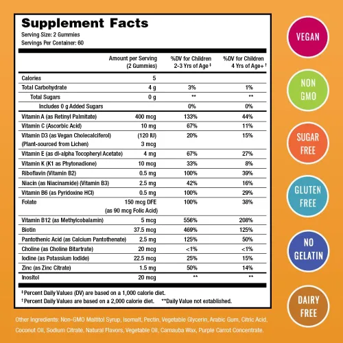 Miniatura 5 de NutraChamps Gomitas multivitamínicas para niños 120 vitaminas gomosas sin azúcar para niños Veganas y sin OMG Fresa, maracuyá, melocotón