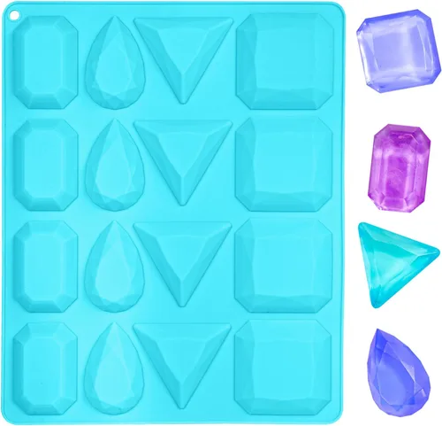 Koluti Crystal Candy - Molde de silicona para hacer bricolaje, 16 cavidades, molde para hornear chocolate con gemas de caramelo de gomita,