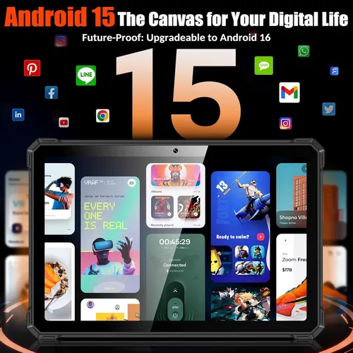 Miniatura 6 de WT1 Pro 2026 5G Tablet resistente Android 15, 2K 11" 120Hz 33W 20080mAh tableta impermeable, 32GB+256GB/2TB Tabletas al aire libre, 64MP+16MP+20MP