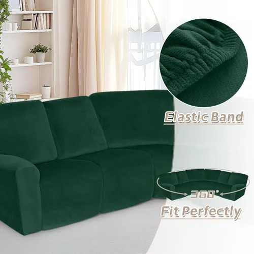 Miniatura 19 de Arfntevss Fundas de sofá seccional reclinable de terciopelo, Funda de sofá seccional de esquina para sofá reclinable, Funda elástica suave