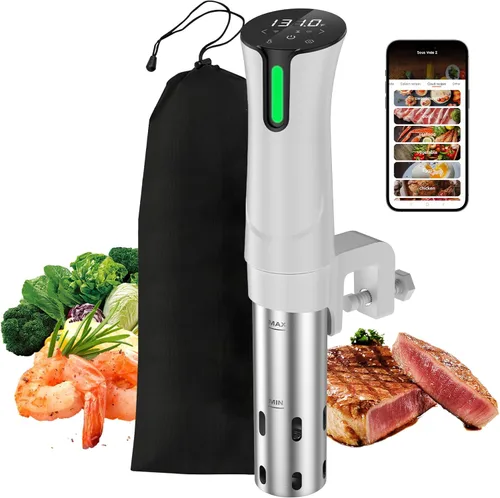Miniatura 8 de Máquina Sous Vide - Cocinador Suvee - Kit Sous Vide Rocyis con Tapa, Recetas - Circulador de Inmersión de Calentamiento Rápido de 1000W / Negro