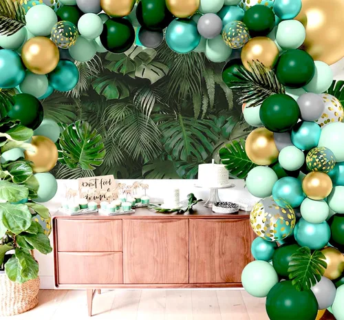 Miniatura 3 de Fondos de fotografía con temática de hojas verdes tropicales, decoración de boda, novia, ducha, fiesta, baby shower, cartel de fondo para fotos