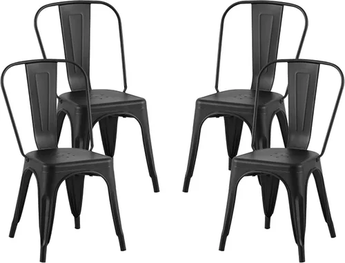 Miniatura 26 de AC Pacific Sillas de comedor de metal industrial de 18 pulgadas de altura, asiento apilable de cocina o bar, diseño moderno y duradero, muebles