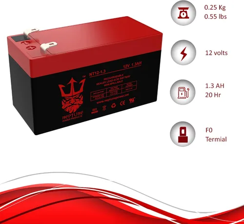 Miniatura 7 de Neptune - Batería SLA de repuesto para Ultratech Power Products original UT1213 12 V 1,3 Ah