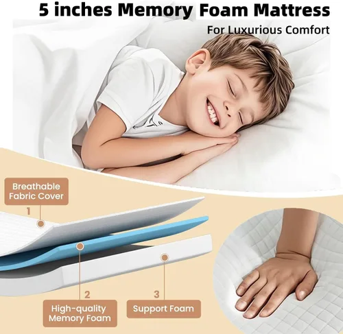 Miniatura 5 de Espsilto Cama plegable grande con colchón, cama plegable de 75 x 46 pulgadas para invitados, extra ancha y cómoda para dormir