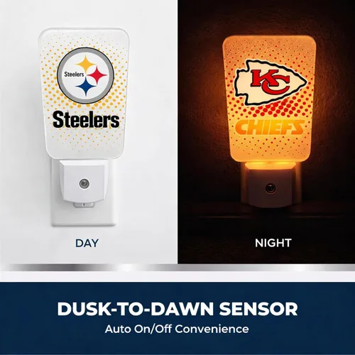 Miniatura 3 de Party Animal Luz nocturna LED del equipo de la NFL, con sensor automático y 3 ajustes de luz, diseño delgado de 5 pulgadas que se adapta a enchufes