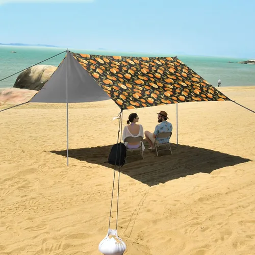 Miniatura 7 de Cute Nectarines Beach Tent & Canopy UPF50+ Easy Setup Large Portable Sun Shelter with Sandbags & Sand Shovel for Backyard and Camping